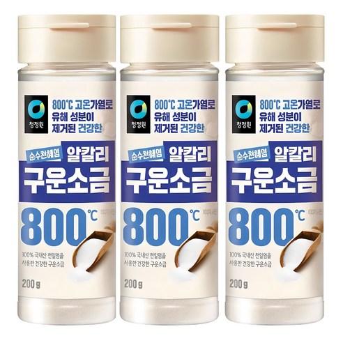 청정원 순수천혜염 알칼리 구운소금, 200g, 3개