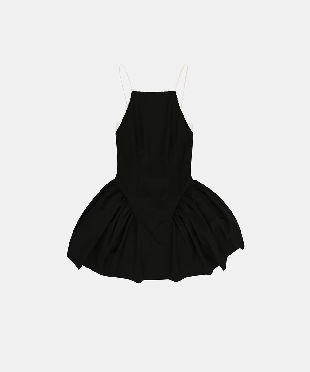 STRAPPY MINI DRESS WITH BRA STRAP - BLACK AND WHITE