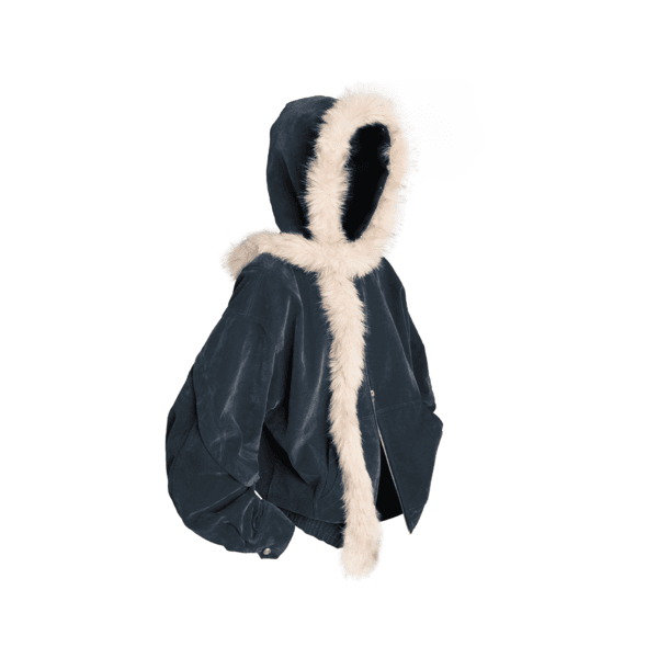 flocked denim detachable plush scarf Detroit loose-leaf jacket