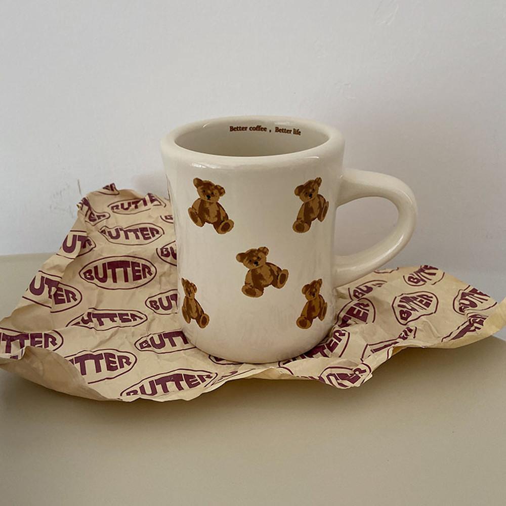 1+1 곰돌이 머그컵 잔 귀여운 뭉뚝머그 레트로 빈티지 커피 홈카페 커플머그컵 신혼집선물