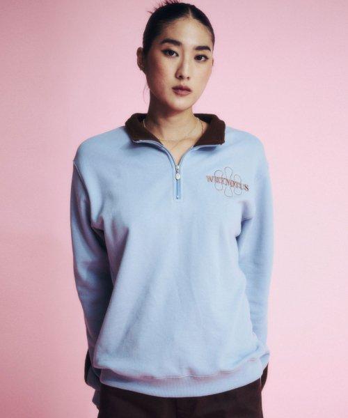 half zipup sweatshirts - light blue