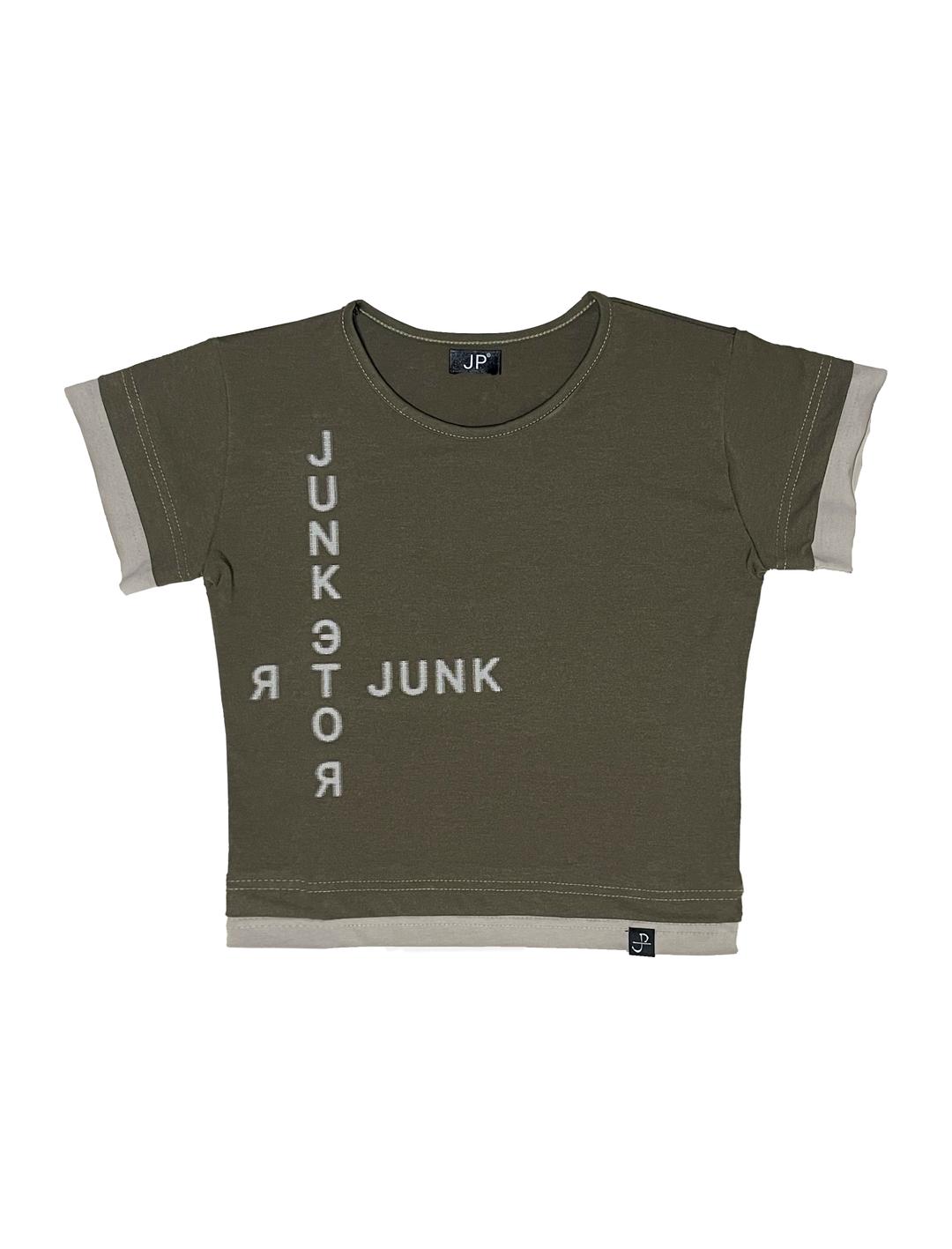 JUNK это я crop T-shirt (khaki brown) (당일 배송)
