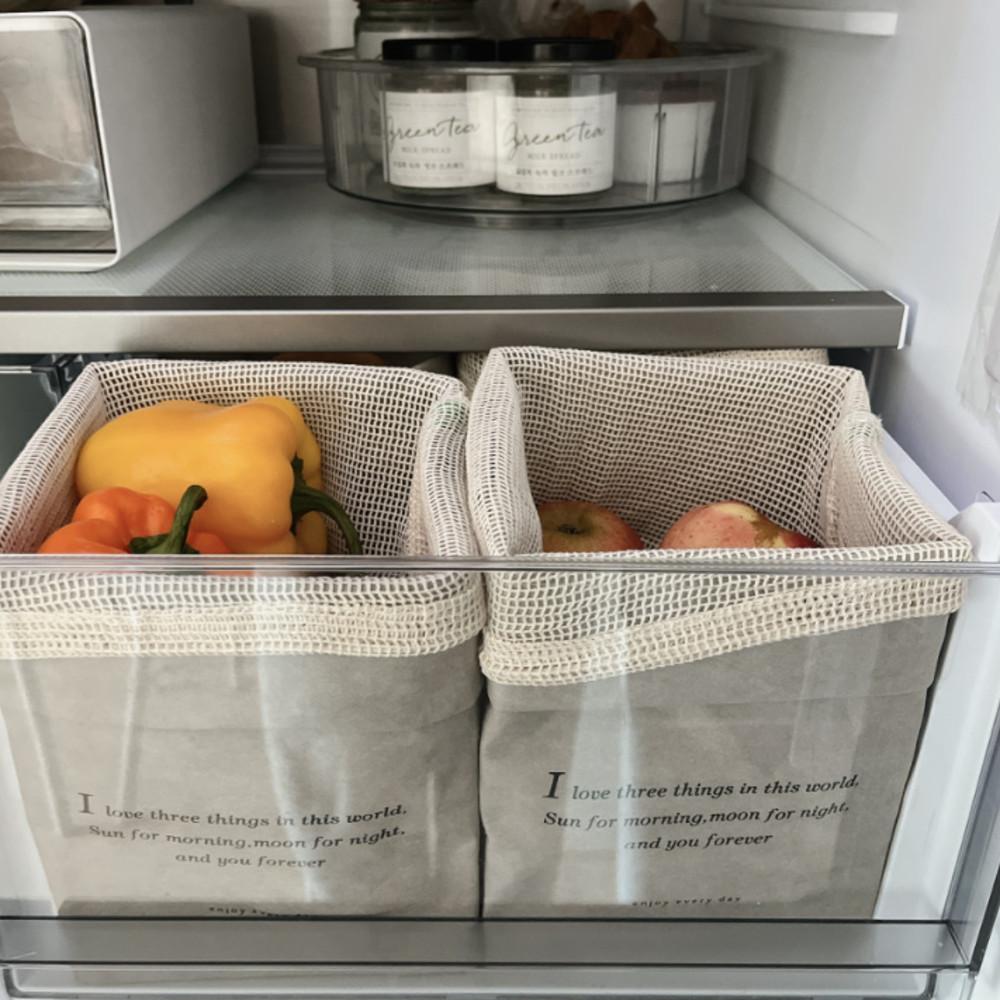 페이퍼백 ,크래프트지 친환경 심플 엔틱 냉장고 정리 수납 바구니
