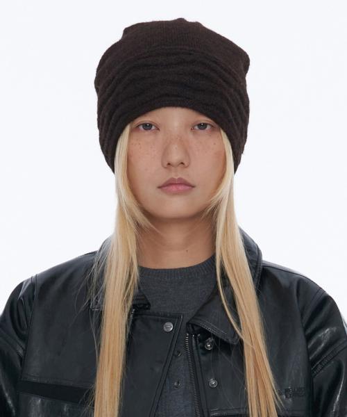 Oversize Ripple Beanie Brown