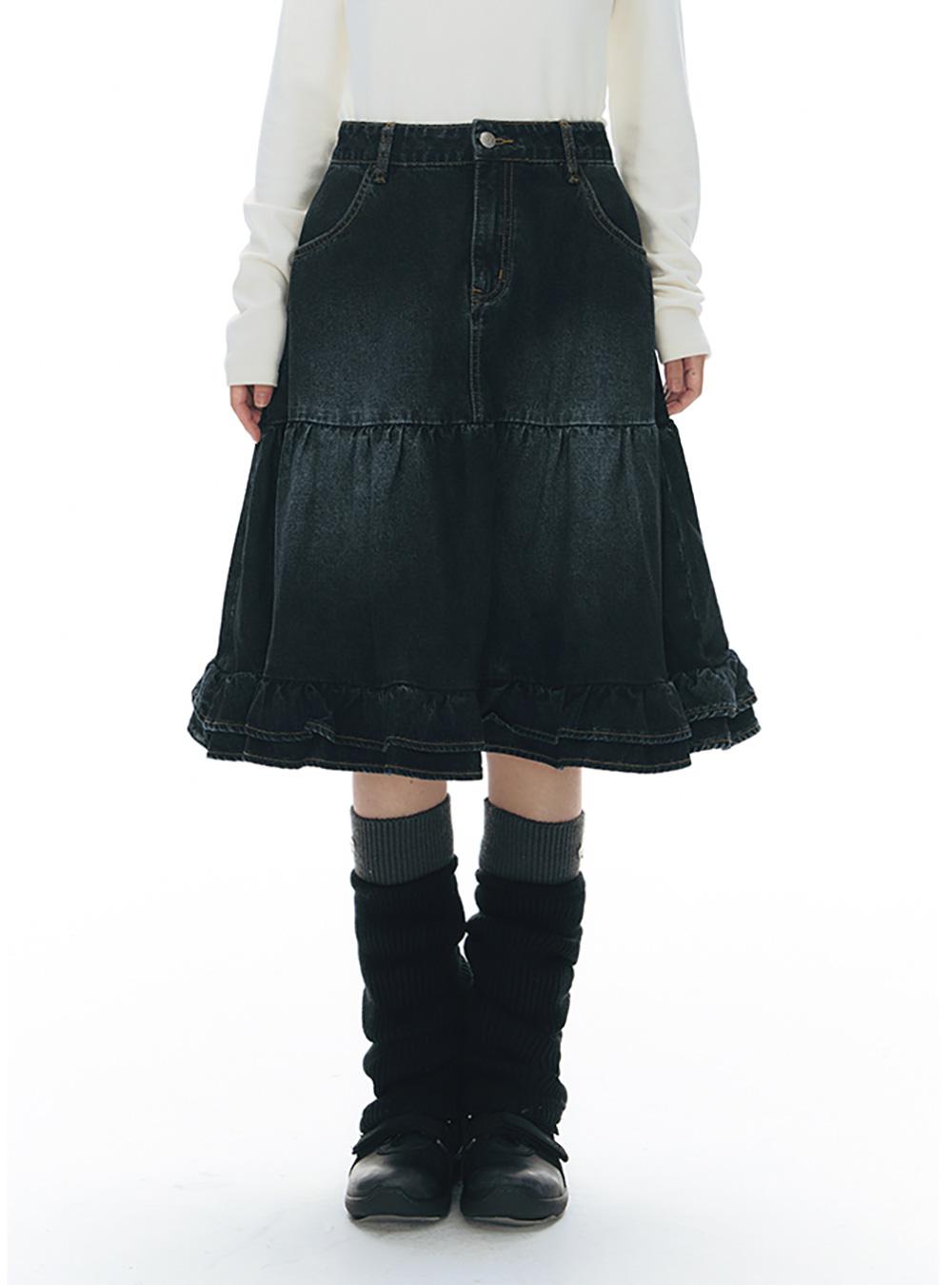 Vintage Flared Denim Skirt