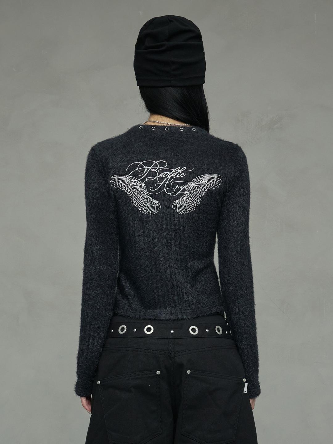 (11/04 예약배송)EYELET FLUFFY CARDIGANS_BLACK