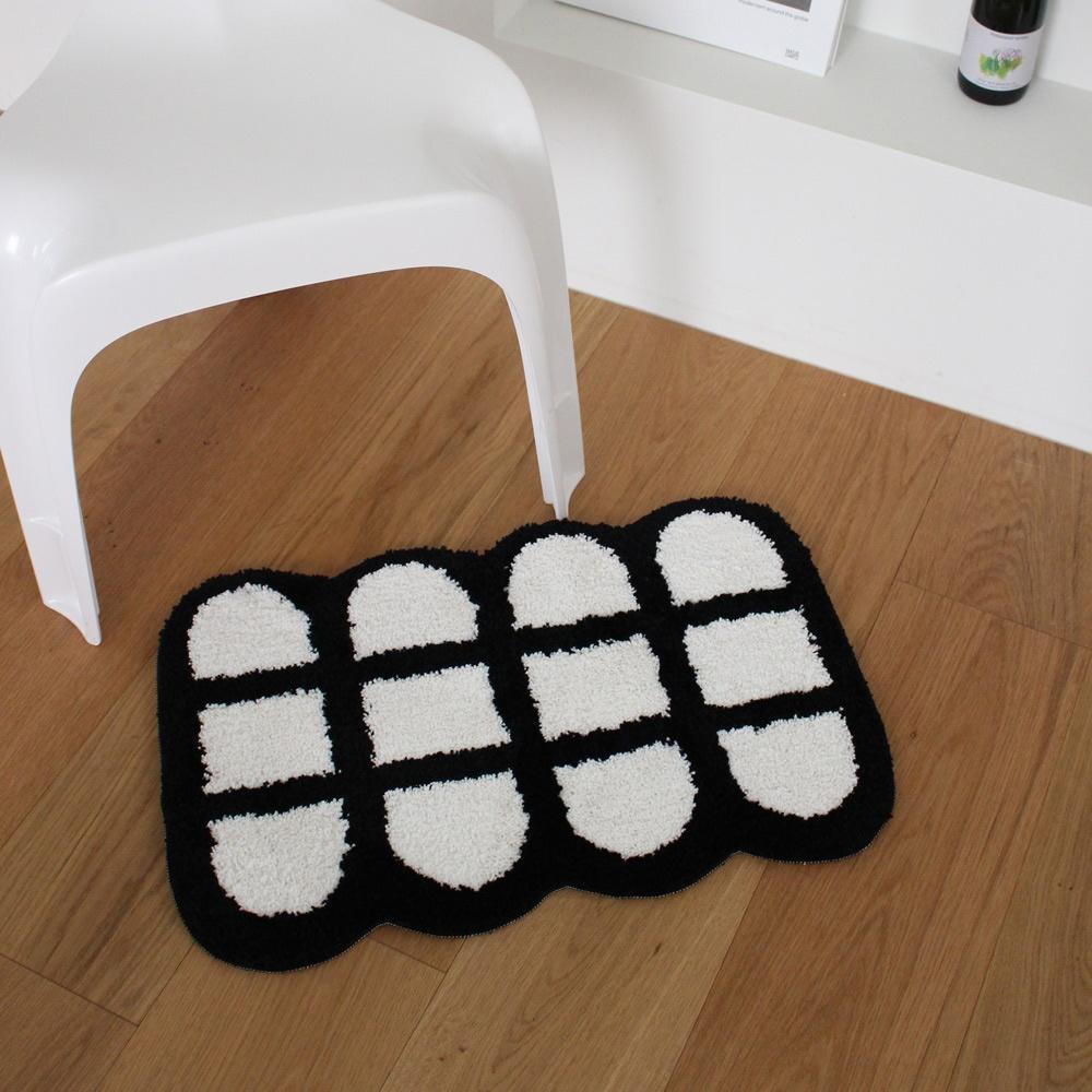 동글 블랙 체크 욕실 발매트 부엌 현관