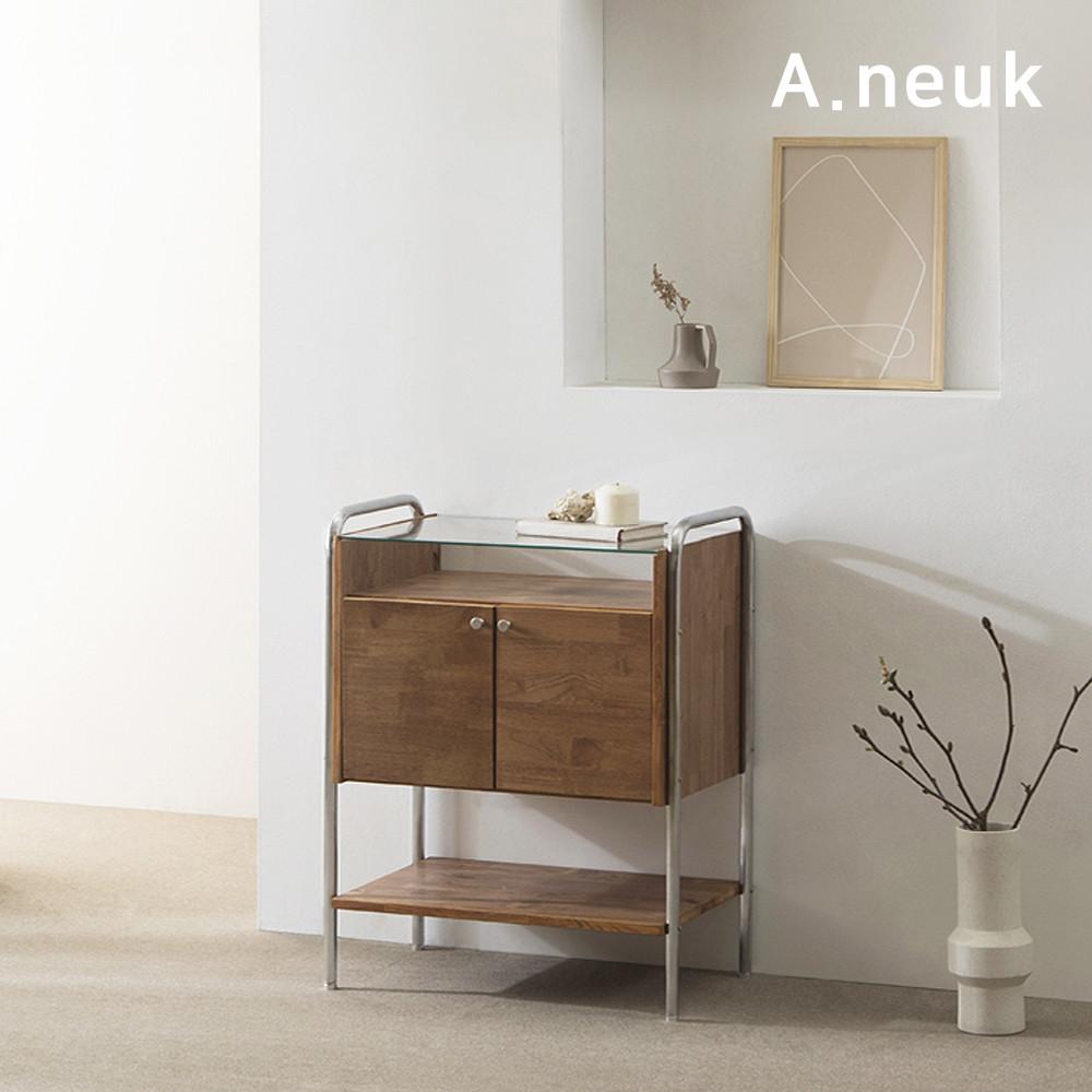 아늑 소담 에디션 원목 강화 유리 600 4단 도어 수납장/렌지대