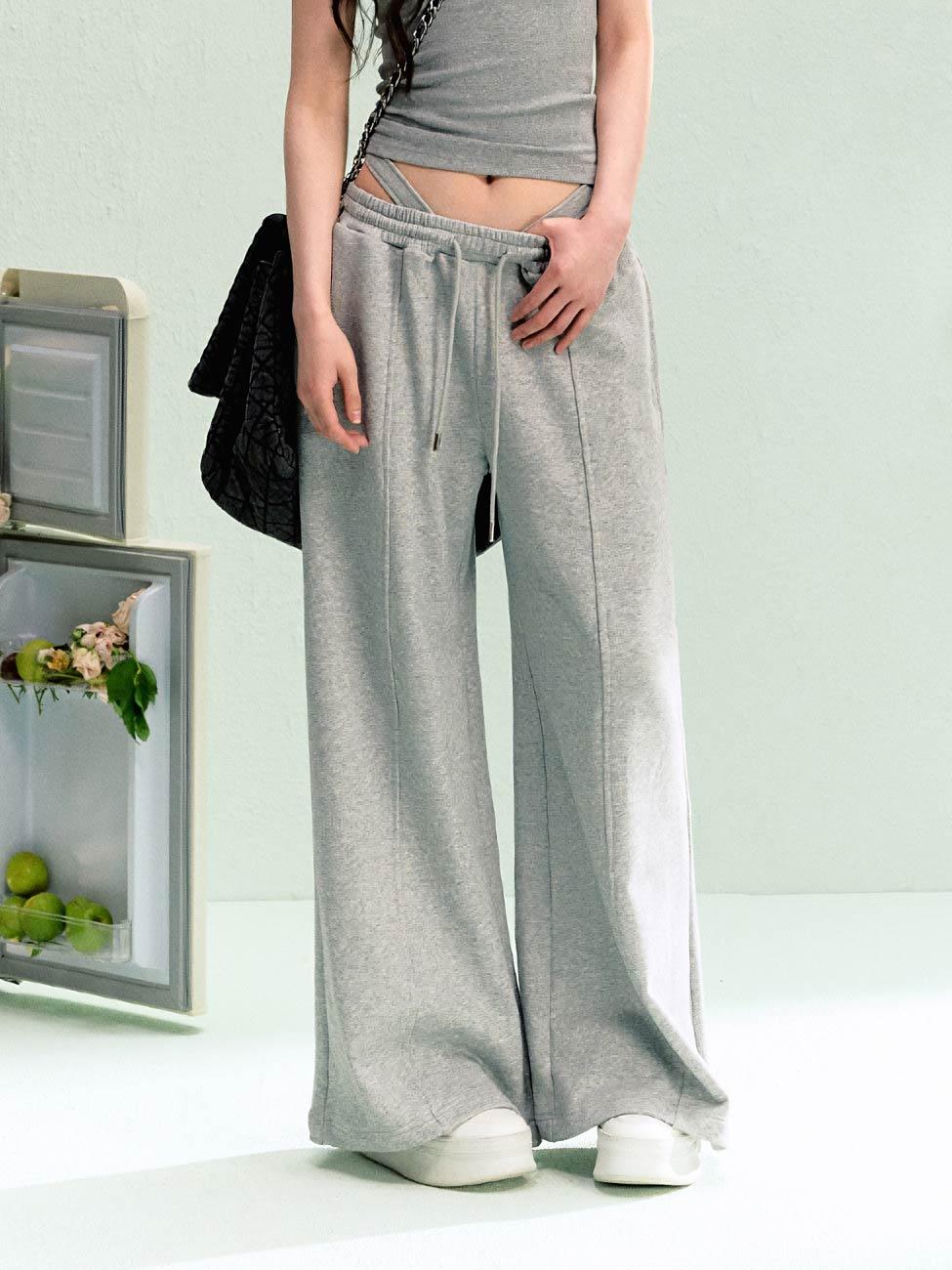 [LaLuneDuCiel] Fake Layered Loose Sweat Pants