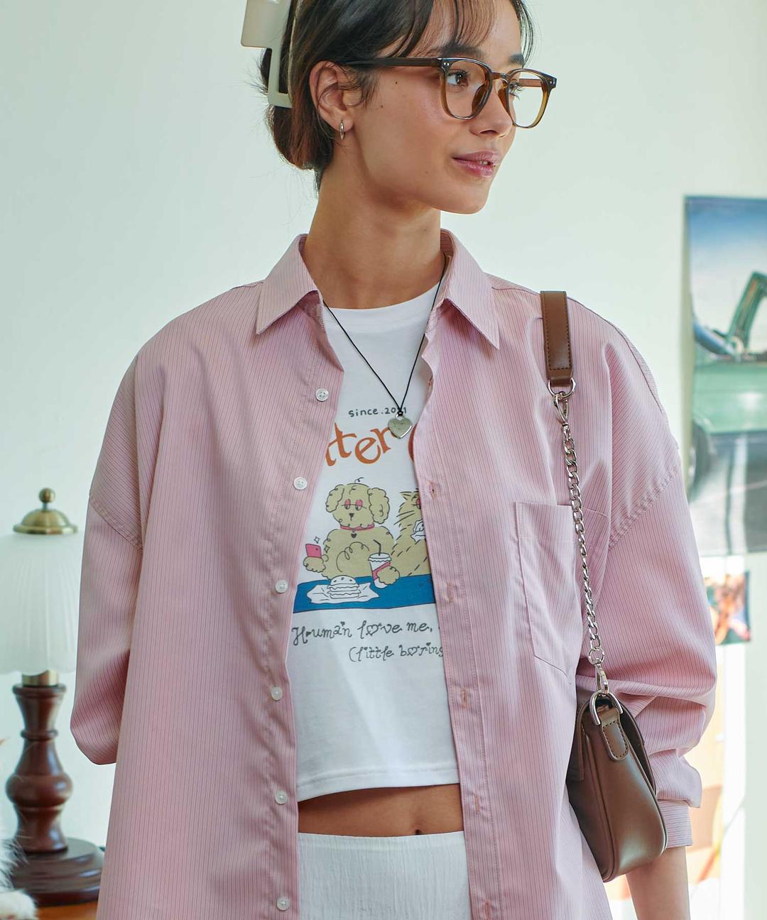 Annie Overfit Shirt-Pink