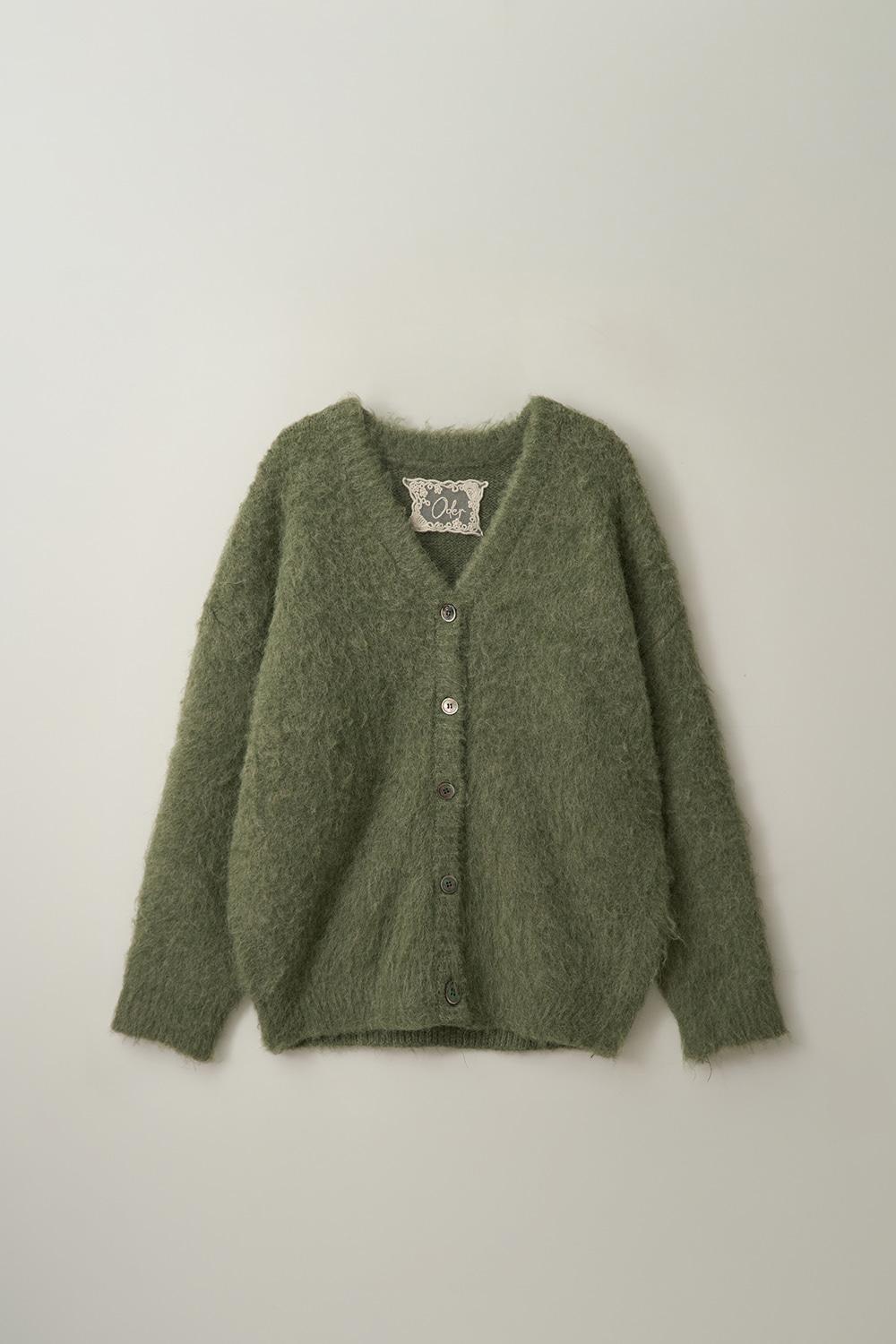 헤비브러쉬 울 가디건-올리브