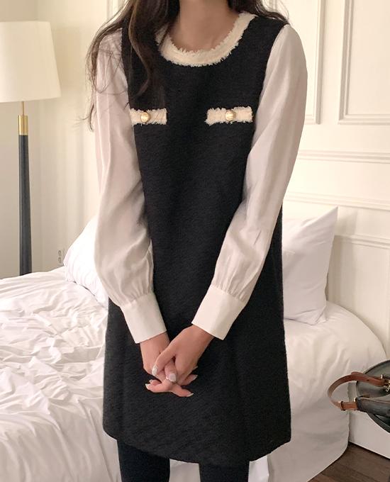 (단독) 셋업 드로린 트위드 원피스 (울 25%)