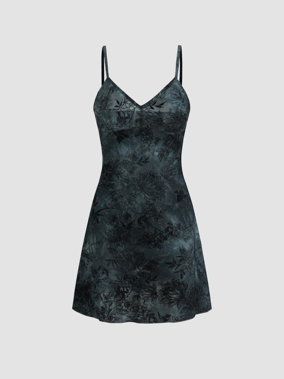 메쉬 스윗하트 플로럴 미니 원피스