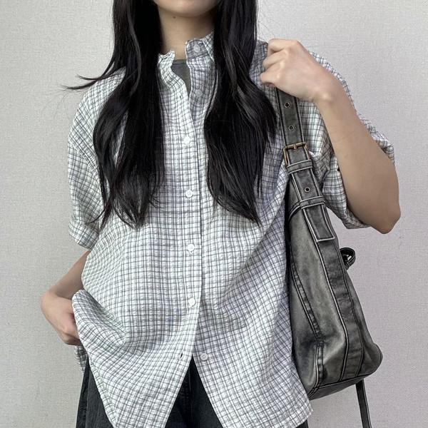 포드 시어서커 체크 반팔 셔츠 [2Color]