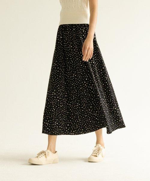 로아 호피 a라인 롱 스커트 black[블랙]