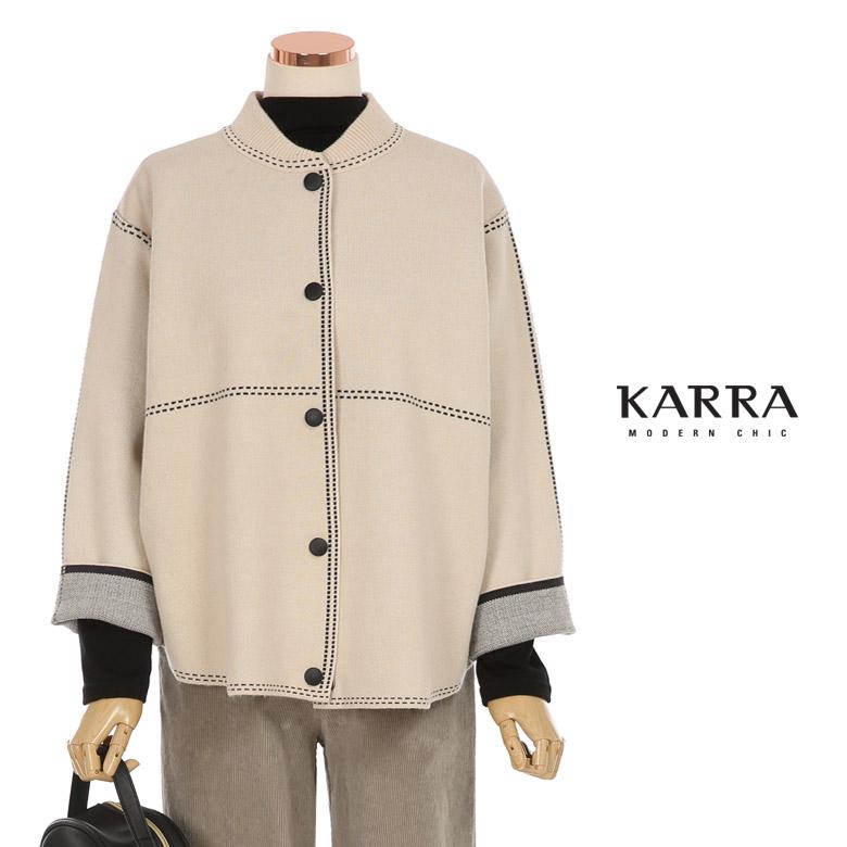 KARRA (77까지)스티치배색버튼가디건_KB1WCD014A
