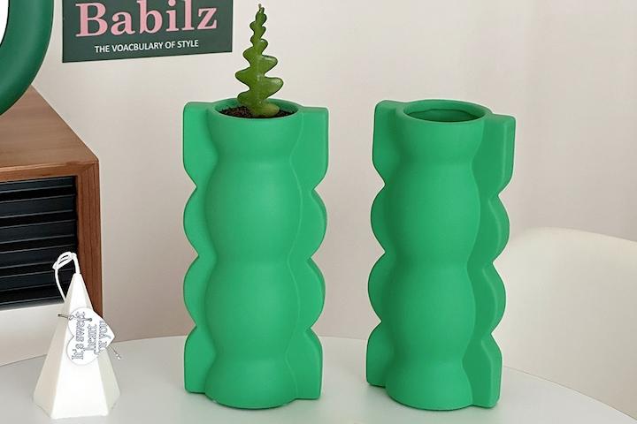 바비 컬러화병 세라믹 화병 인테리어 오브제 (그린웨이브)