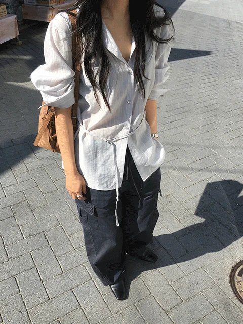 belt stripe shirt (2color)