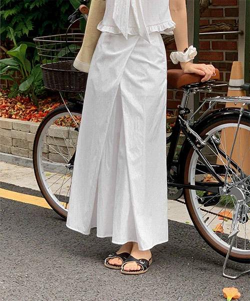 미솔 언발 사선 뒷밴딩 롱 스커트(데이트룩/출근룩)