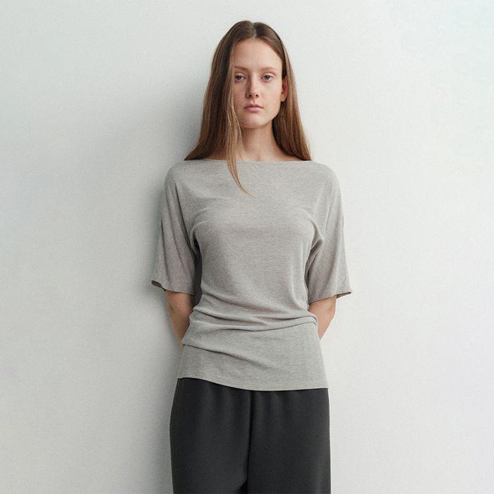 SILK RIB T-SHIRT (GREY)
