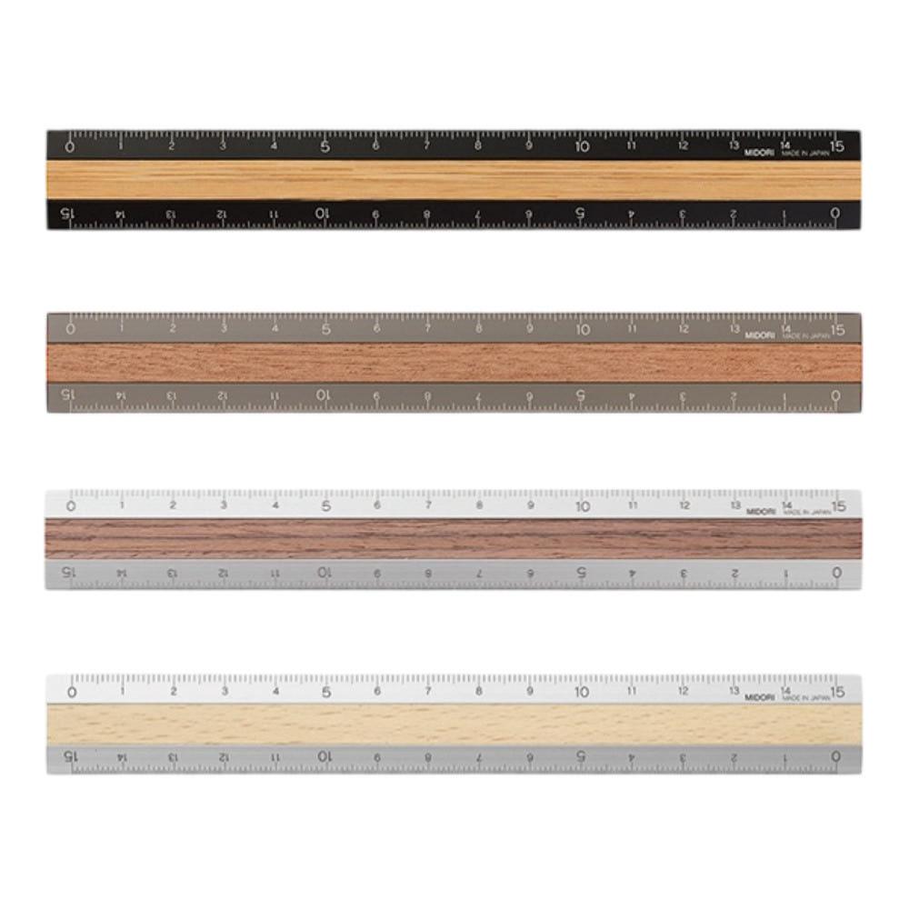미도리 알루미늄 우드 자 15cm 