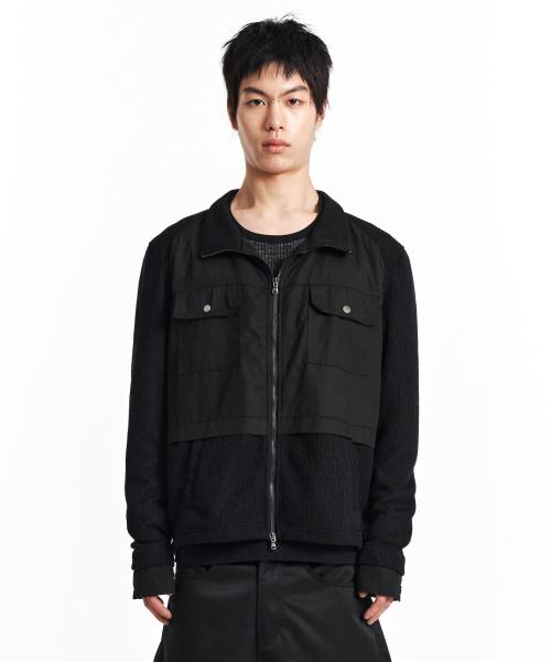 Mono Clash Knit zip-up (Black)