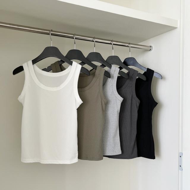 비마이뮤즈 [부유방커버/무배] 어반 데일리 브라캡나시 골지 스판 레이어드 망고 민소매 컬러 니트 나시 5color