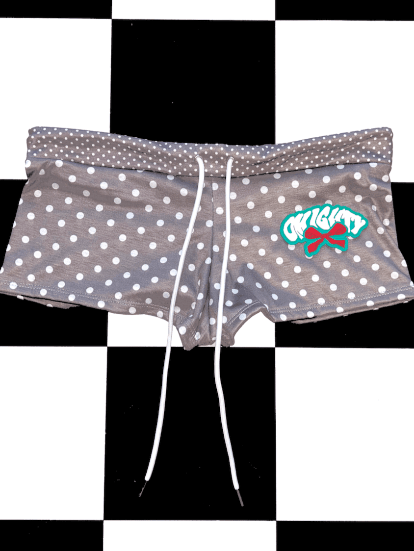 RIBBON BOY SHORT IN GREY POLKA