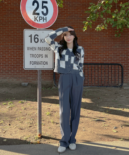 [인스타문의폭주] 레디 체커보드 모헤어 세미 크롭 니트 가디건 (3 color) KD1179