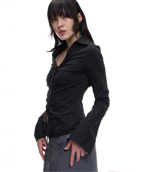 BELLA TIE SHIRT (BLACK STRIPE)