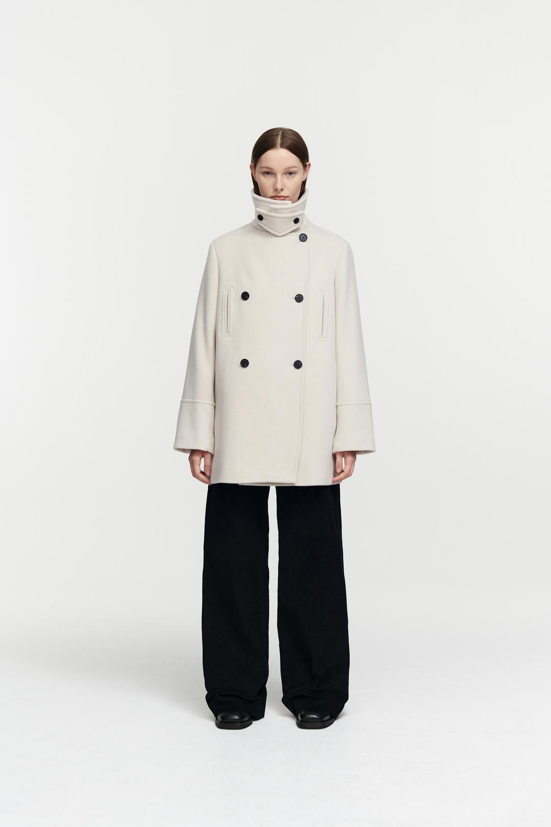 WOOL PEA COAT (IVORY)