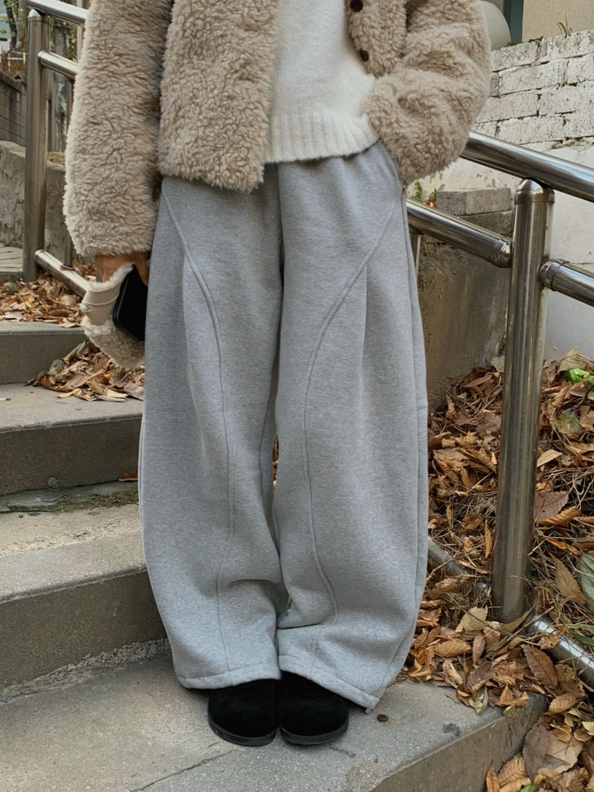 라인 기모 스웻 팬츠