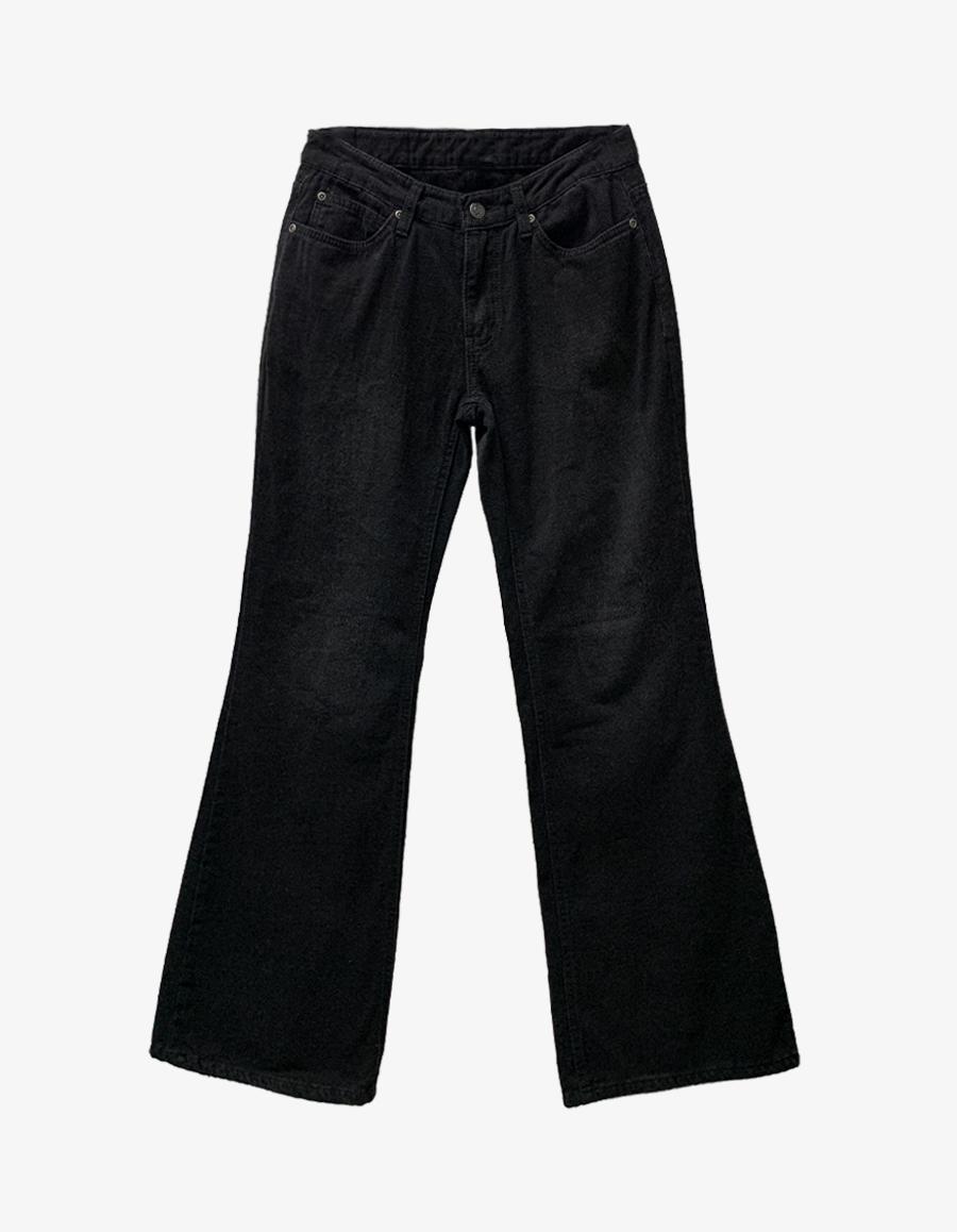 데이앤코드 벨벳 양기모 루즈 로우 부츠컷 흑청팬츠