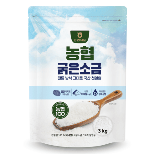 농협식품 천일염 굵은소금, 3kg, 1개 - 천일염 | 쿠팡