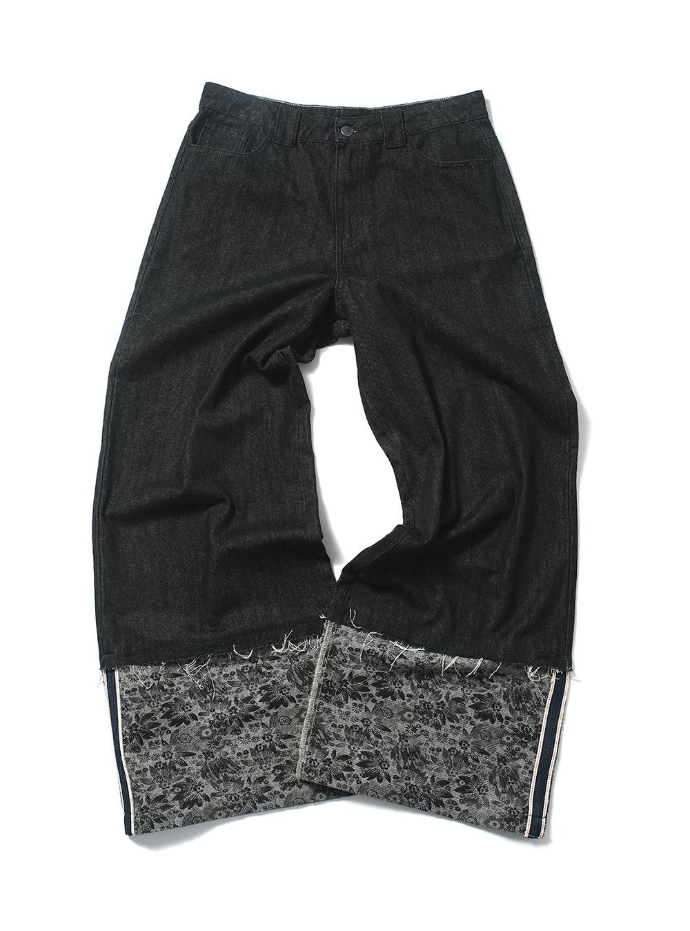 Washed Fray Hem Denim Pants