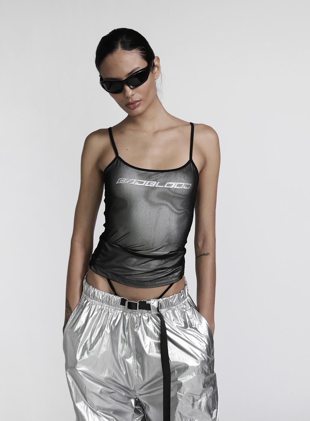 [w-tnk23-024] 스트링 탱크 탑 - 화이트/블랙