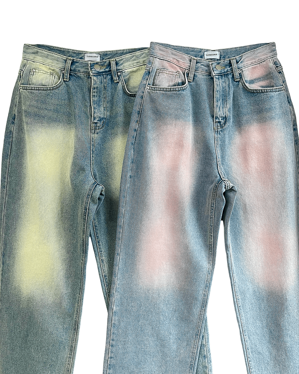 [레몬/핑크] 컬러 다잉 와이드진