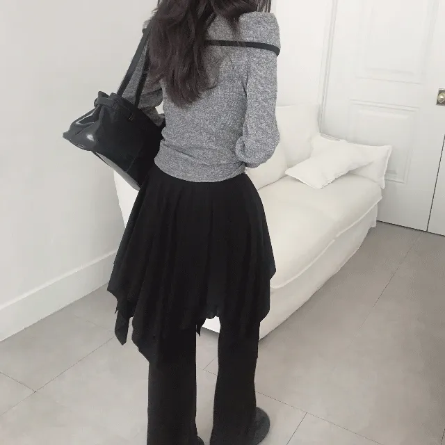 [레이어드🩶/코디필수템]세리 언발 레이어드 미디 스커트