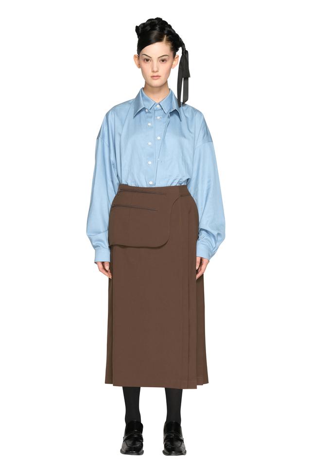 【Miseki SEOUL】Waist pocket bag midi skirt Waist pocket bag midi skirt BLACK - 미세키서울