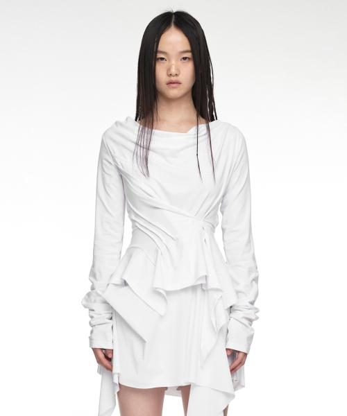 INCLINE DRAPING LONG SLEEVE IVORY