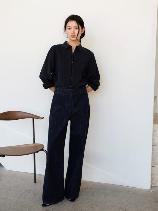 [4차]카로아 생지 절개 데님 슬랙스[indigo blue]