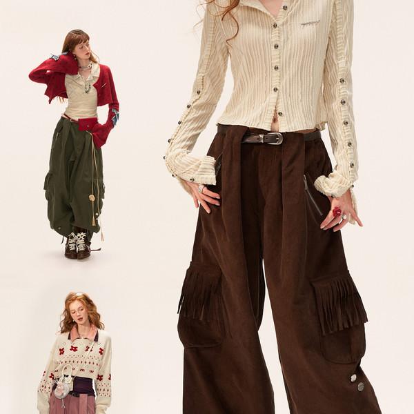 Fringe Pocket Corduroy Cargo Pants