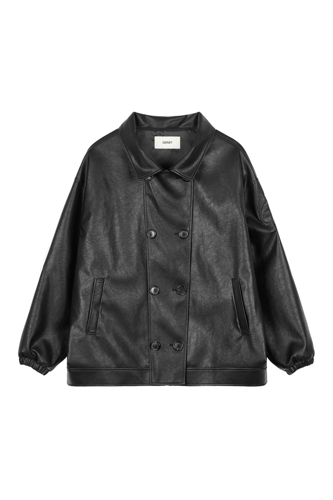 D HALF LEATHER JACKET IN BLACK