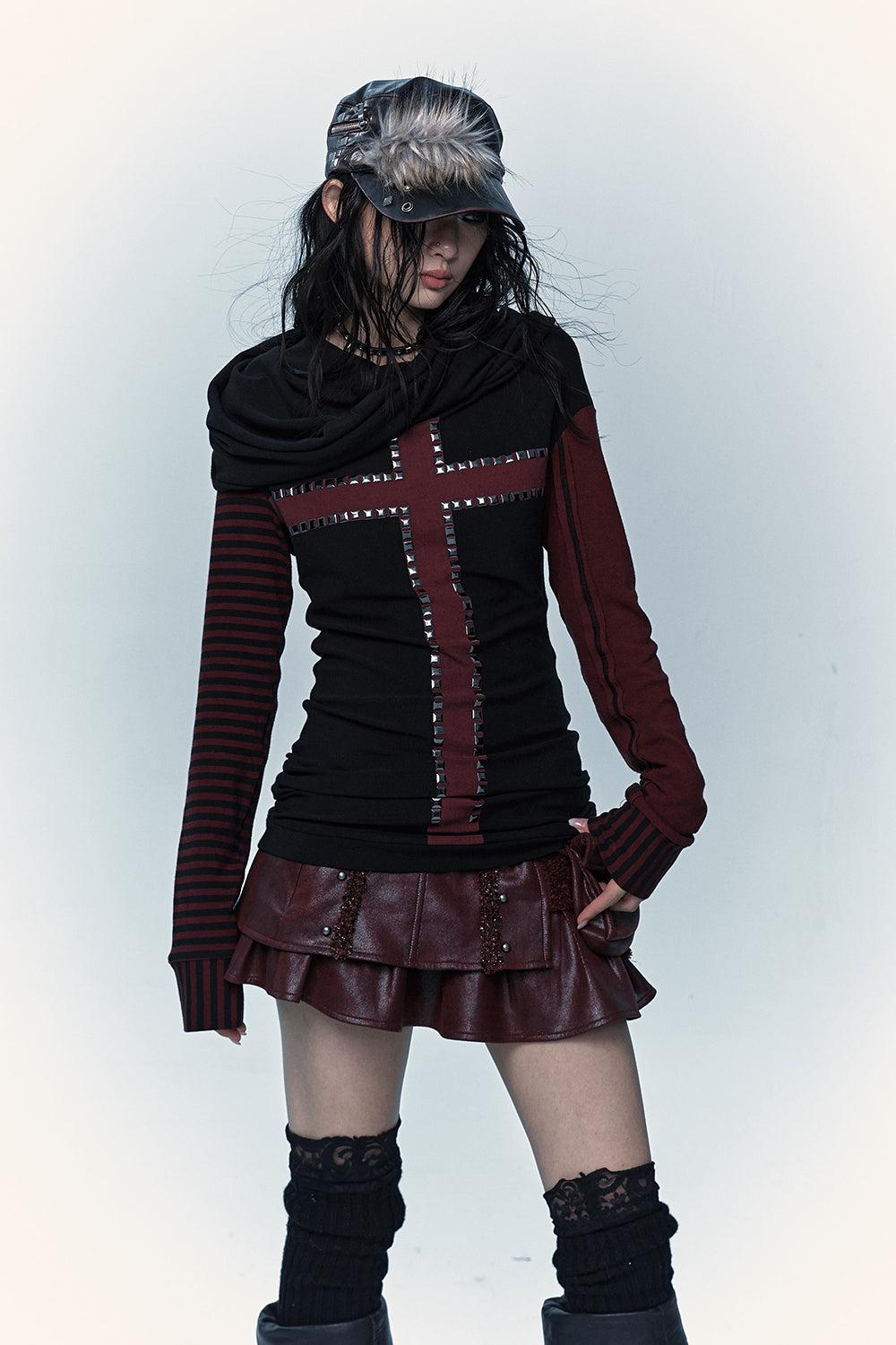 Hooded Cowl-Neck Shirt - Black / S