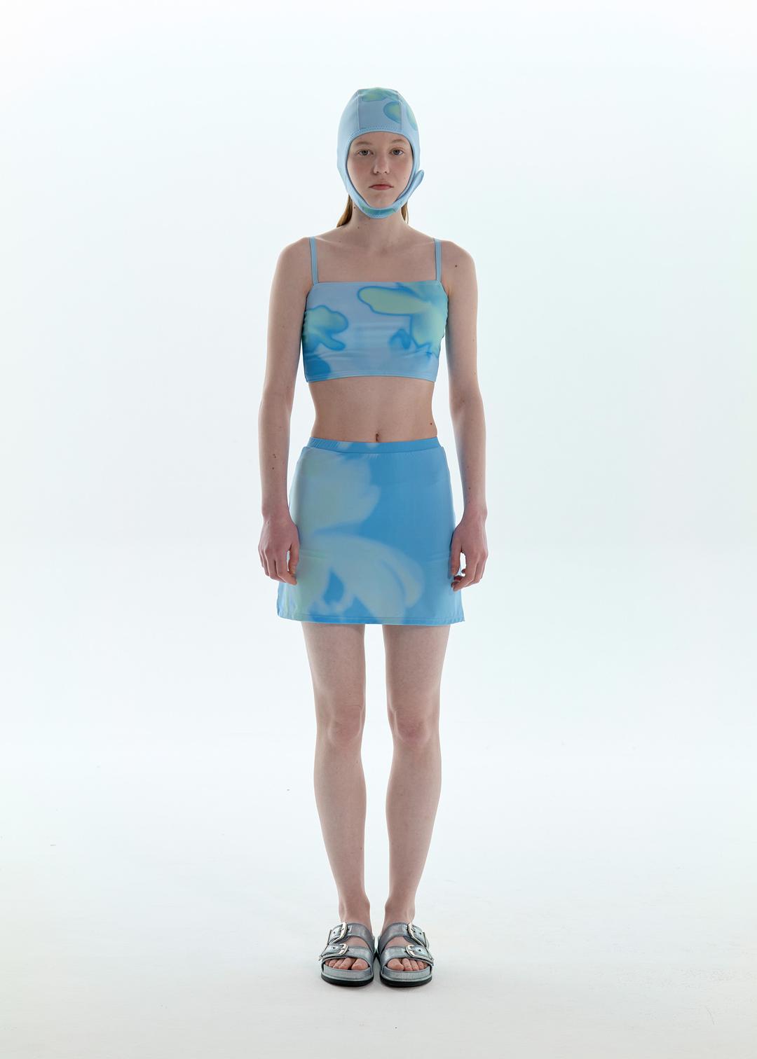 Flower Tube top Skirt Set_Blue