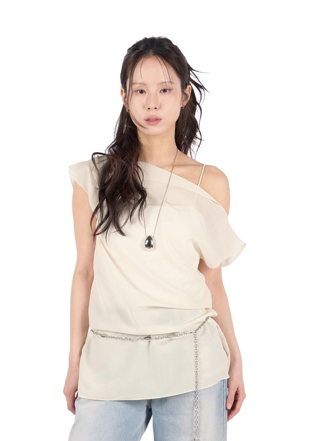 릿킴 OPEN CHIFFON BLOUSE