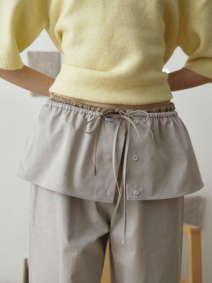 COTTON LAYERED MINI SKIRT_LIGHT GREY