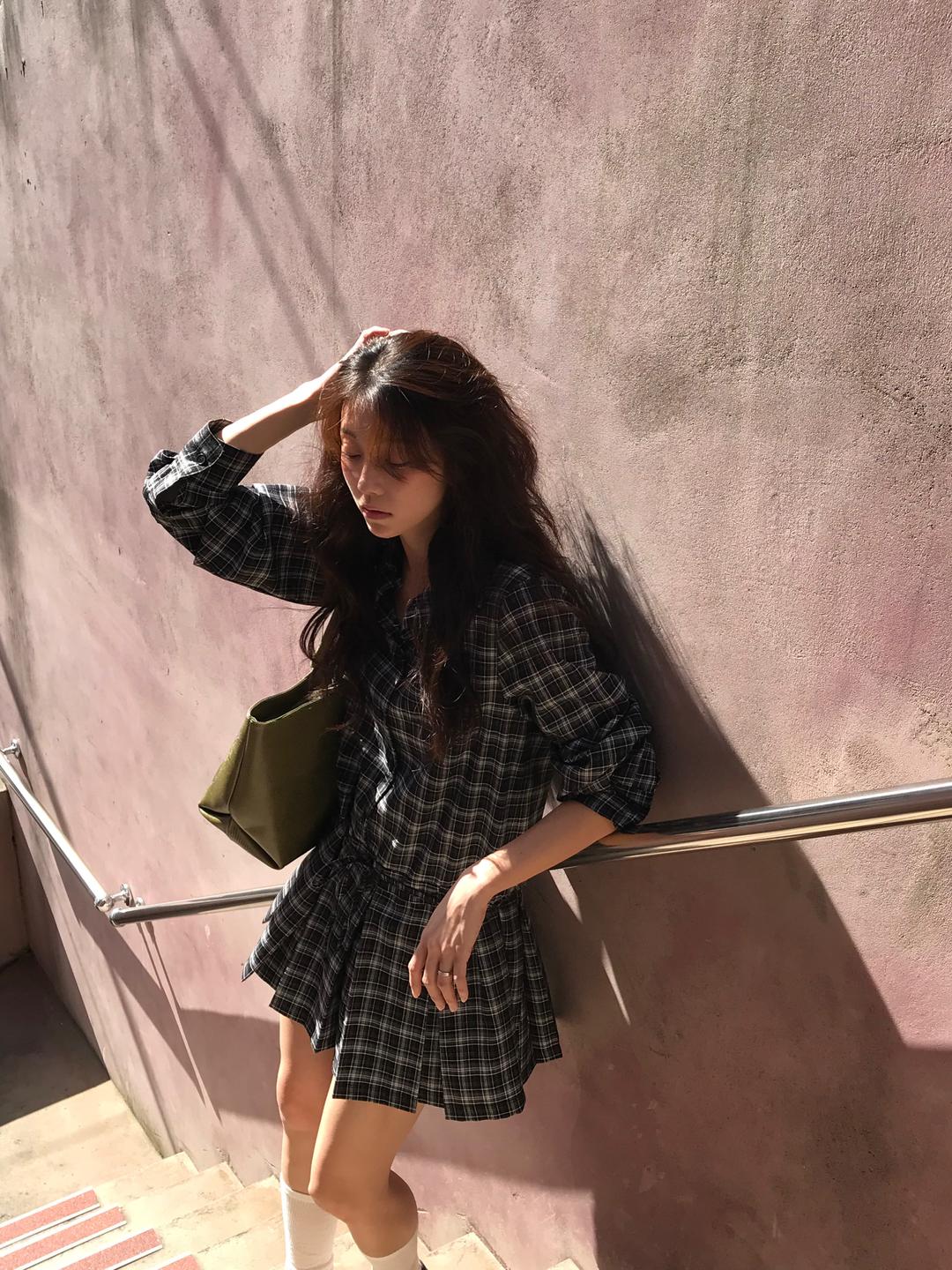 PREFRITT : Dez Checkered Pleats Dress