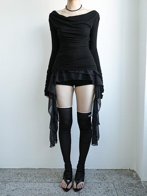 chiffon frill skirt, 2color