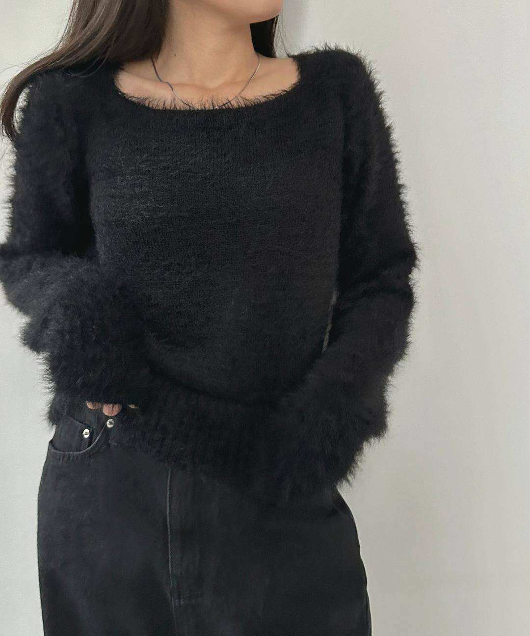 *2시 이전 당일출고/ 플럼 스퀘어넥 모헤어 크롭 니트